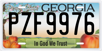 GA license plate PZF9976