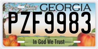 GA license plate PZF9983