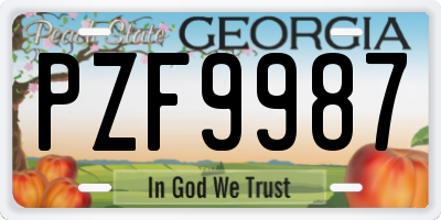 GA license plate PZF9987