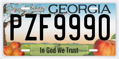 GA license plate PZF9990