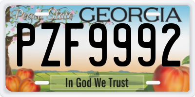 GA license plate PZF9992