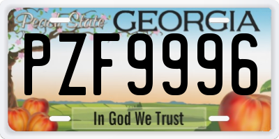 GA license plate PZF9996