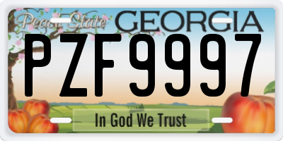 GA license plate PZF9997