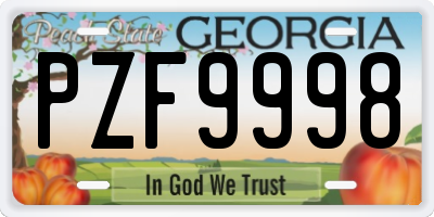 GA license plate PZF9998