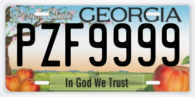 GA license plate PZF9999