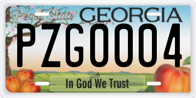 GA license plate PZG0004
