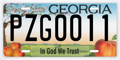 GA license plate PZG0011