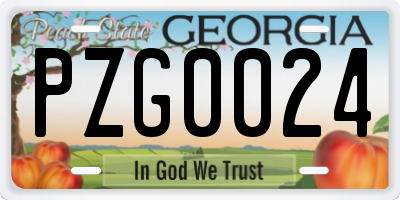 GA license plate PZG0024