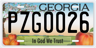GA license plate PZG0026