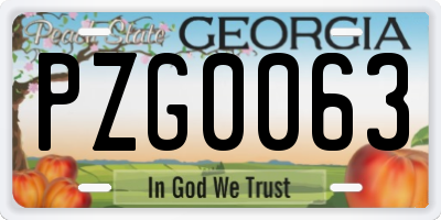 GA license plate PZG0063