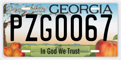 GA license plate PZG0067