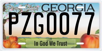 GA license plate PZG0077