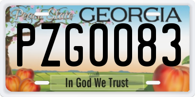 GA license plate PZG0083
