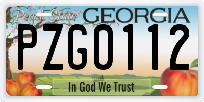 GA license plate PZG0112