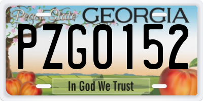 GA license plate PZG0152