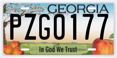 GA license plate PZG0177