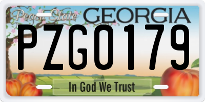 GA license plate PZG0179