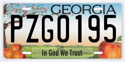 GA license plate PZG0195