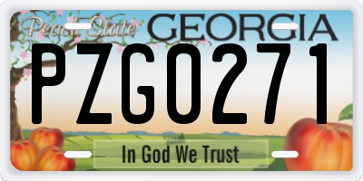 GA license plate PZG0271