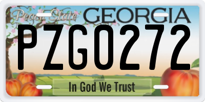 GA license plate PZG0272