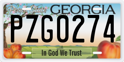 GA license plate PZG0274