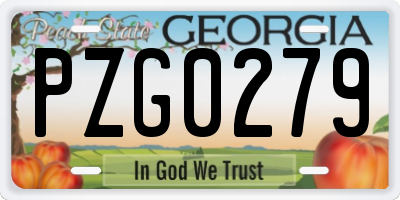 GA license plate PZG0279