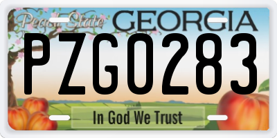 GA license plate PZG0283
