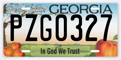 GA license plate PZG0327