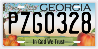 GA license plate PZG0328
