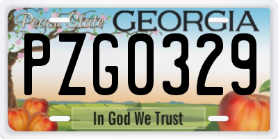GA license plate PZG0329