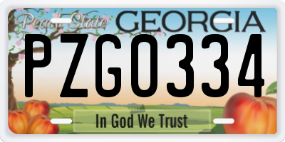 GA license plate PZG0334