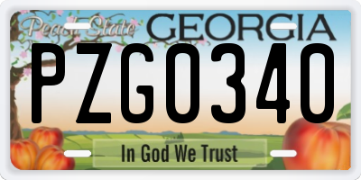 GA license plate PZG0340