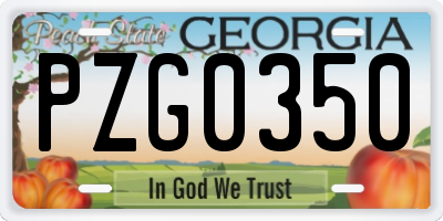 GA license plate PZG0350