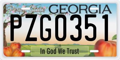 GA license plate PZG0351