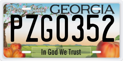 GA license plate PZG0352