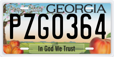 GA license plate PZG0364