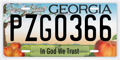 GA license plate PZG0366