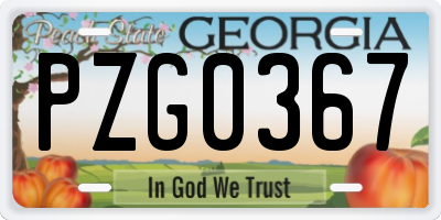 GA license plate PZG0367