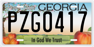 GA license plate PZG0417