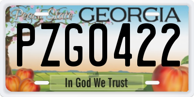 GA license plate PZG0422