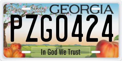 GA license plate PZG0424