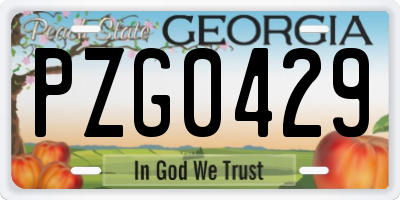 GA license plate PZG0429