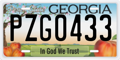GA license plate PZG0433