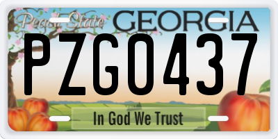 GA license plate PZG0437