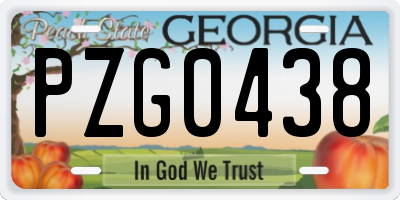 GA license plate PZG0438