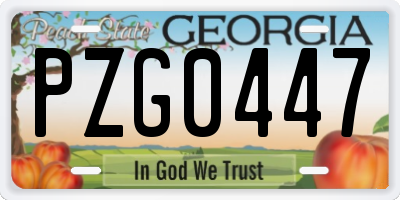 GA license plate PZG0447