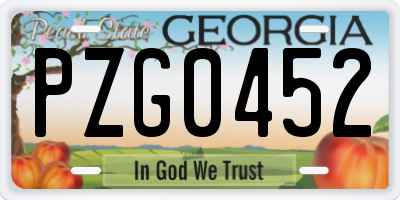 GA license plate PZG0452