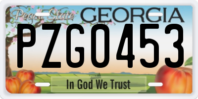 GA license plate PZG0453