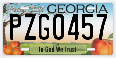 GA license plate PZG0457