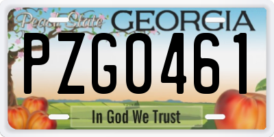 GA license plate PZG0461